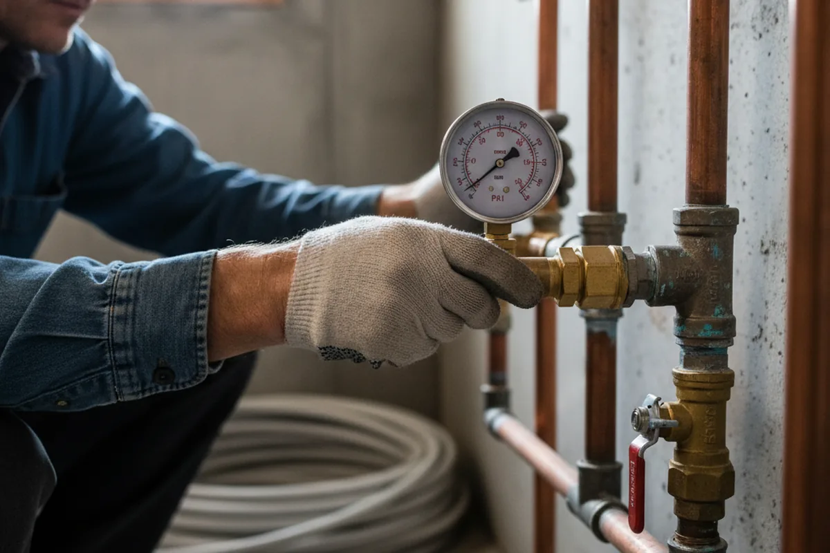 Pressure testing a repaired line during Water Line Repair in Drayton